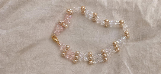 Handwoven Champagne Glass Pearl Bracelet by Remillie Jewellery